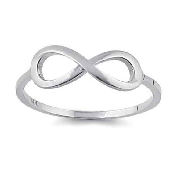Solid 14K White Gold Infinity Ring - Picture 3 of 4